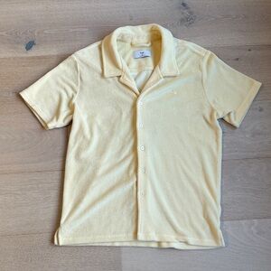 Aritzia tna Aretha Women’s butter Yellow Short Sleeve Shirt terry cloth sz xs